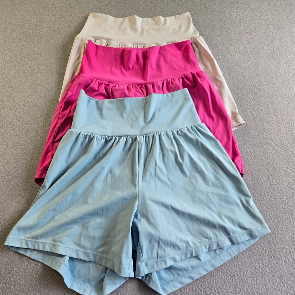 Halara Flowy 2-in-1 Active Shorts Womens Medium Bundle Pink Blue Grey High Rise